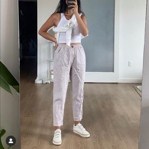 NWT Lou & Grey Crosshatch Linen Pants-Warm Neutral